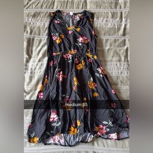 Old Navy Black Midi Dress with Floral Pattern